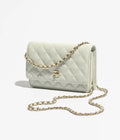 Classic Wallet on Chain Grained Shiny Calfskin & Gold-Tone Metal