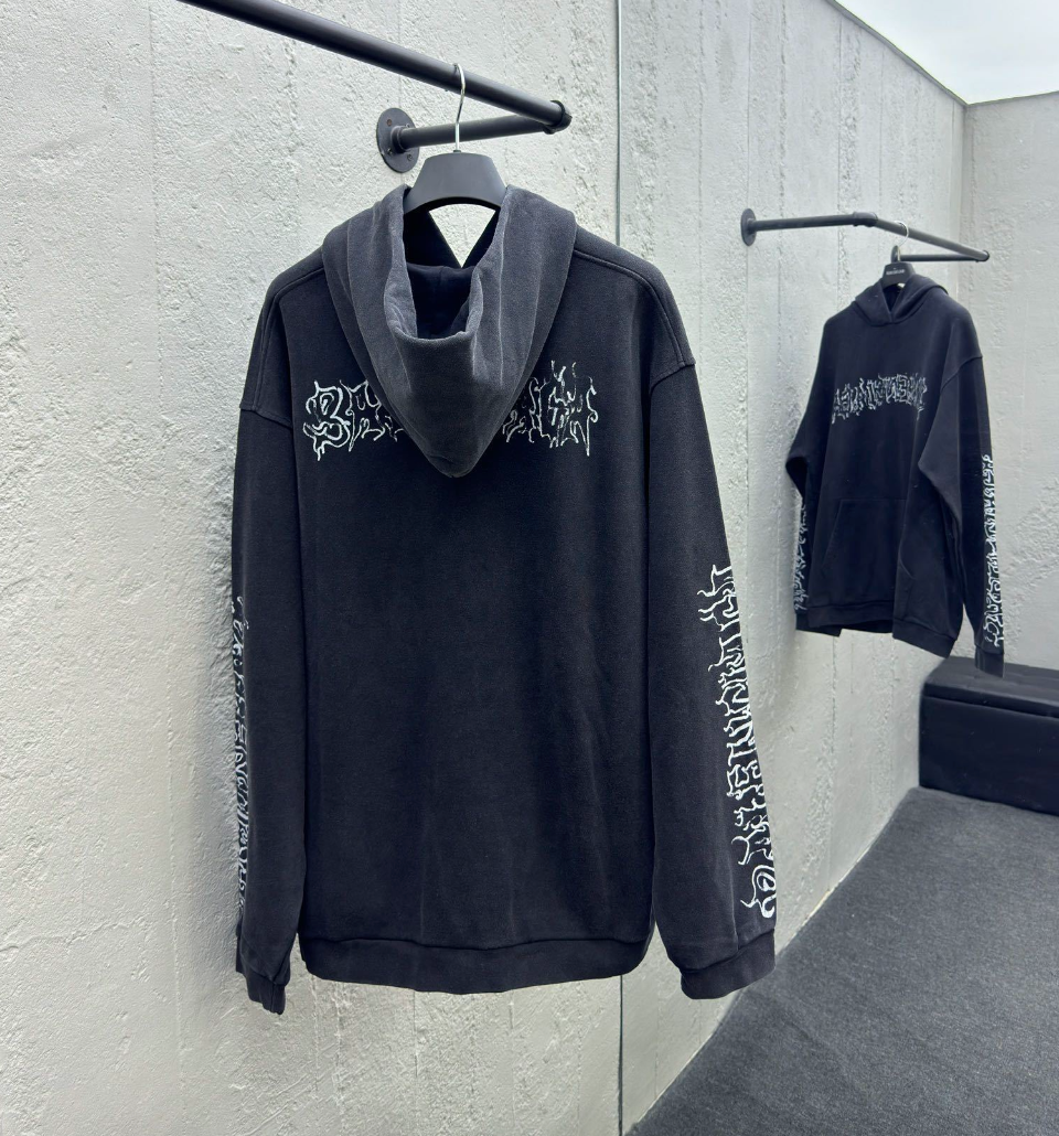 Balenciaga Men's Metal Outline Logo Hoodie
