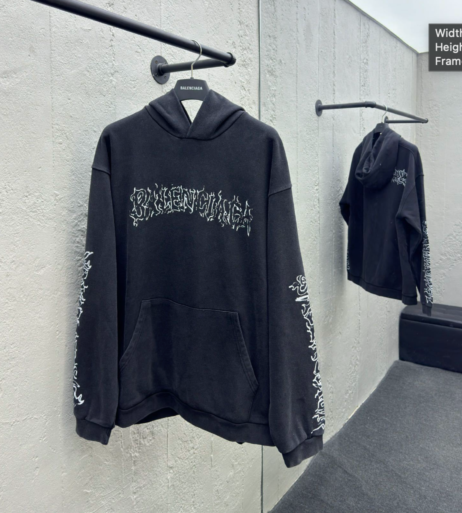 Balenciaga Men's Metal Outline Logo Hoodie