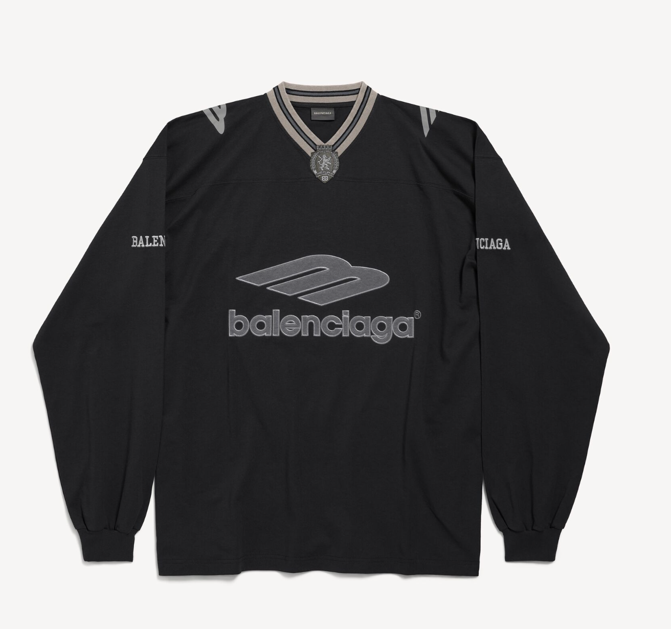 Men's 3b Football Long Sleeve V-neck T-shirt in Black/anthracite