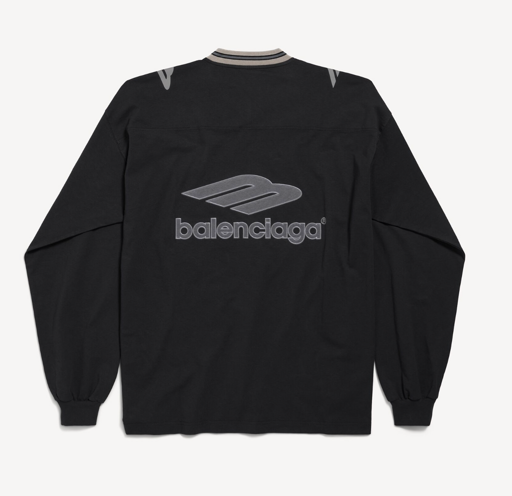Men's 3b Football Long Sleeve V-neck T-shirt in Black/anthracite