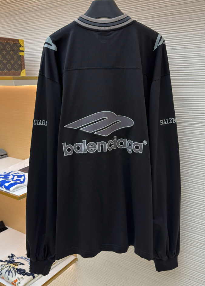 Men's 3b Football Long Sleeve V-neck T-shirt in Black/anthracite
