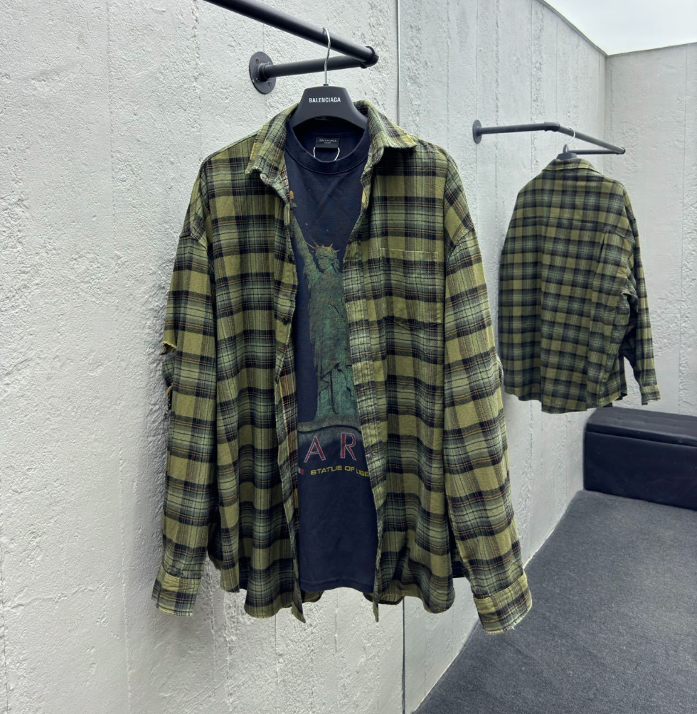 Balenciaga Paris Liberty Layered Shirt Oversized 'Dark Green'