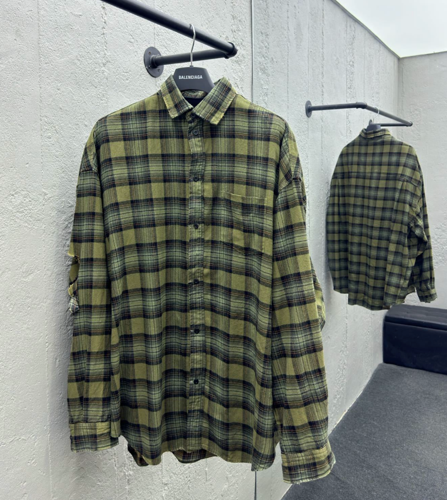 Balenciaga Paris Liberty Layered Shirt Oversized 'Dark Green'