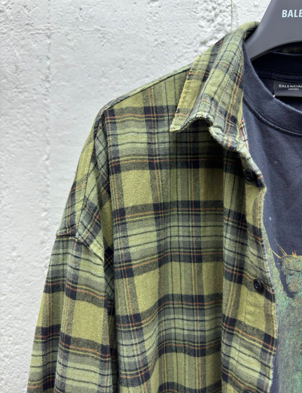 Balenciaga Paris Liberty Layered Shirt Oversized 'Dark Green'