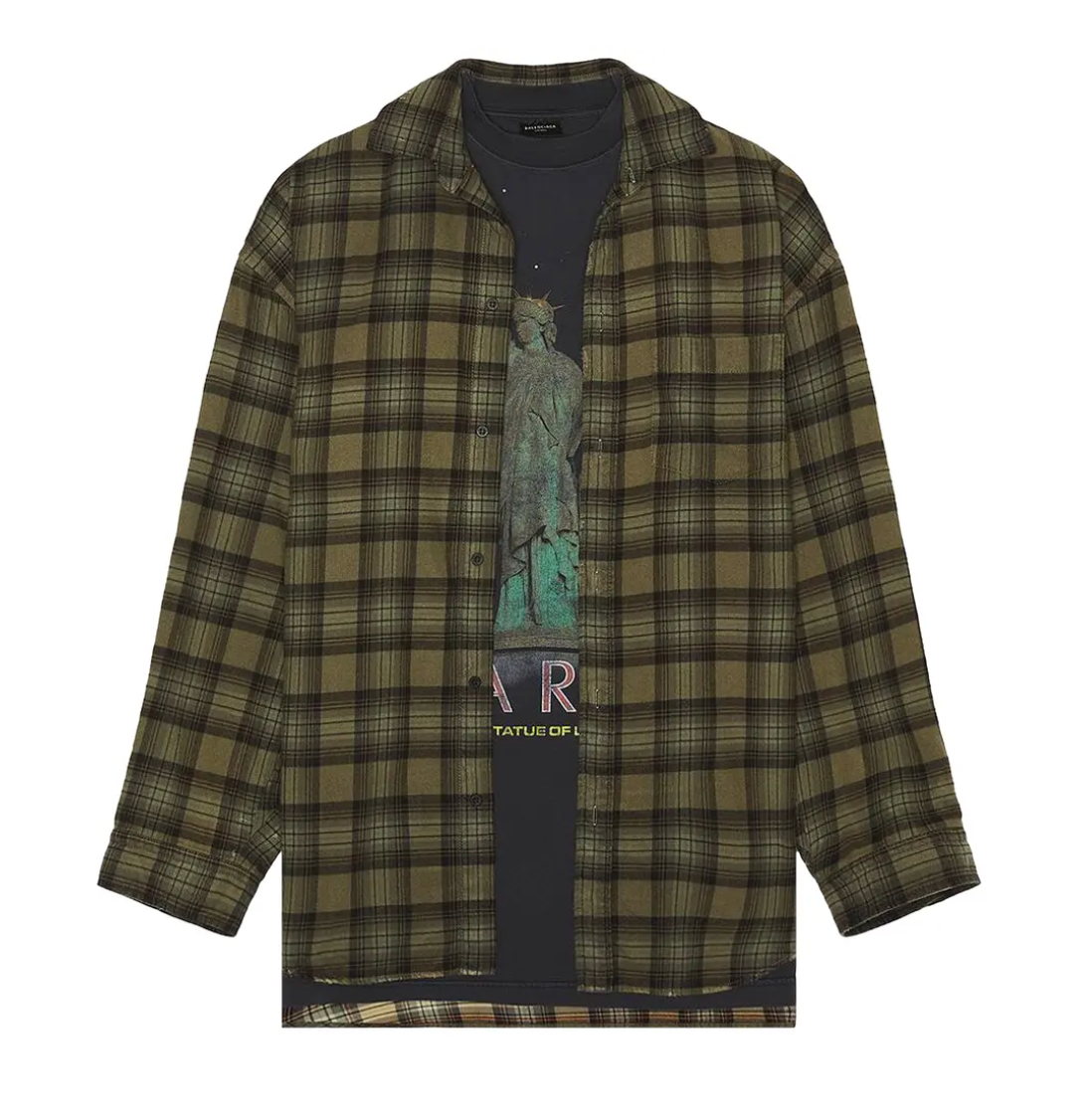 Balenciaga Paris Liberty Layered Shirt Oversized 'Dark Green'
