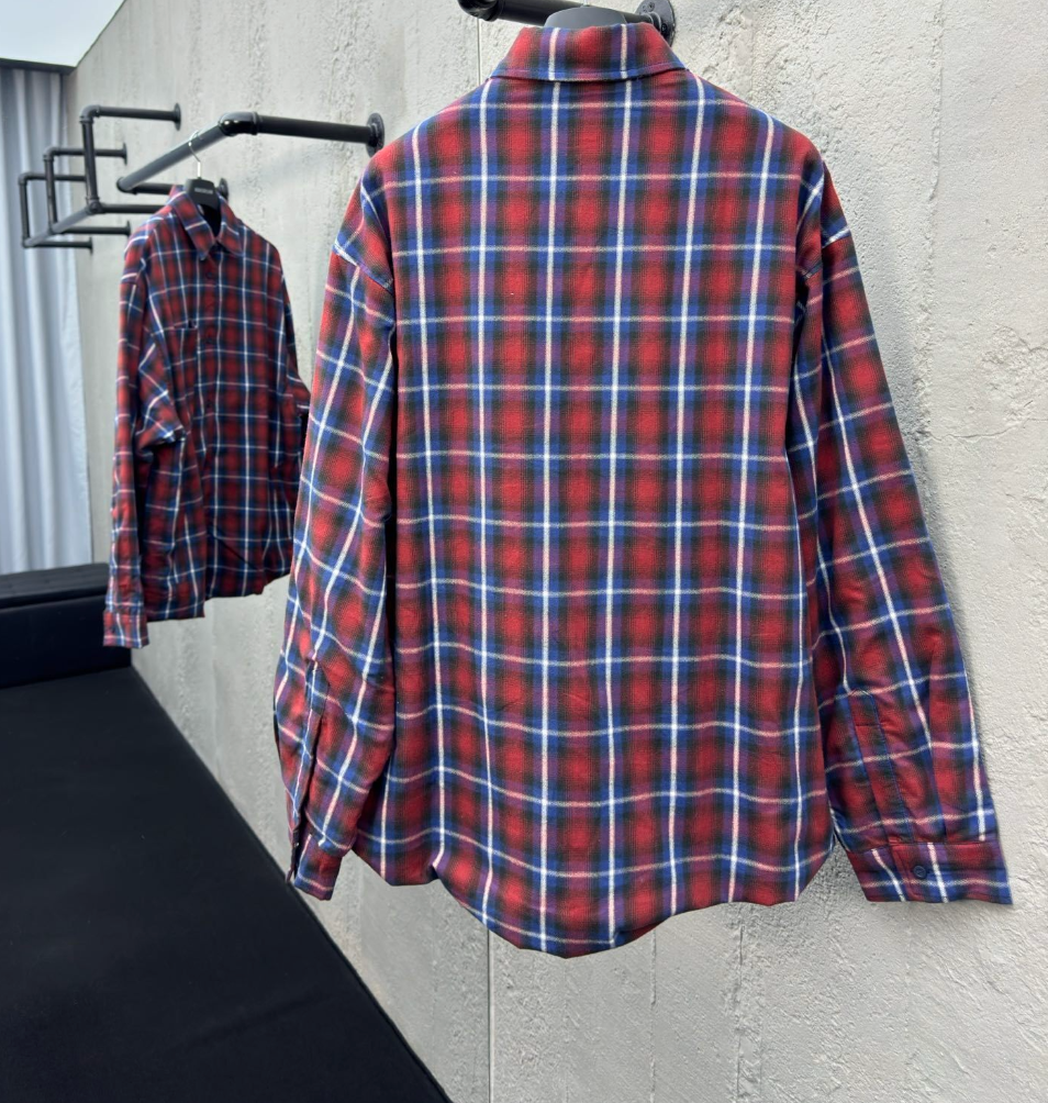 Balenciaga Lined Shirt Red And Blue