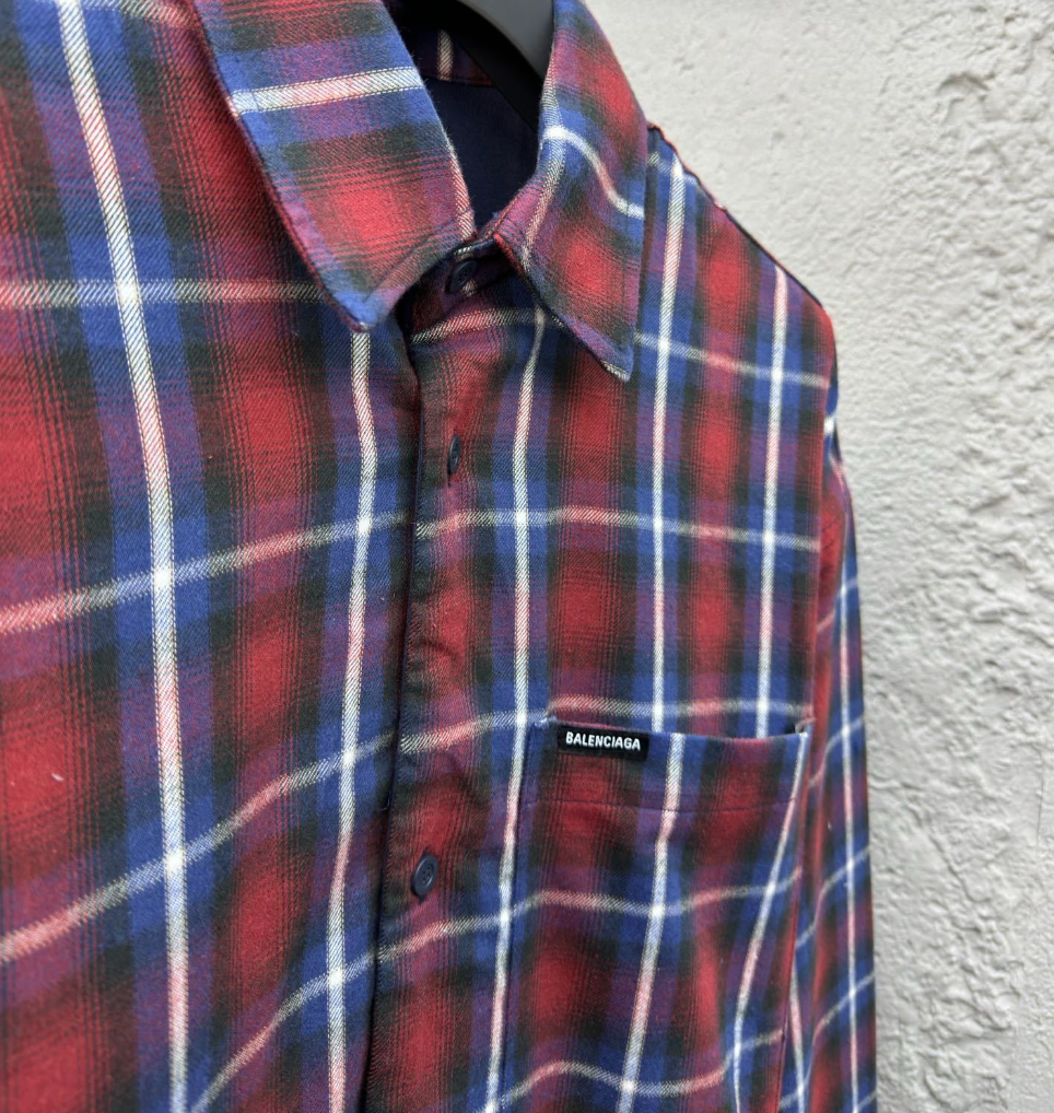 Balenciaga Lined Shirt Red And Blue