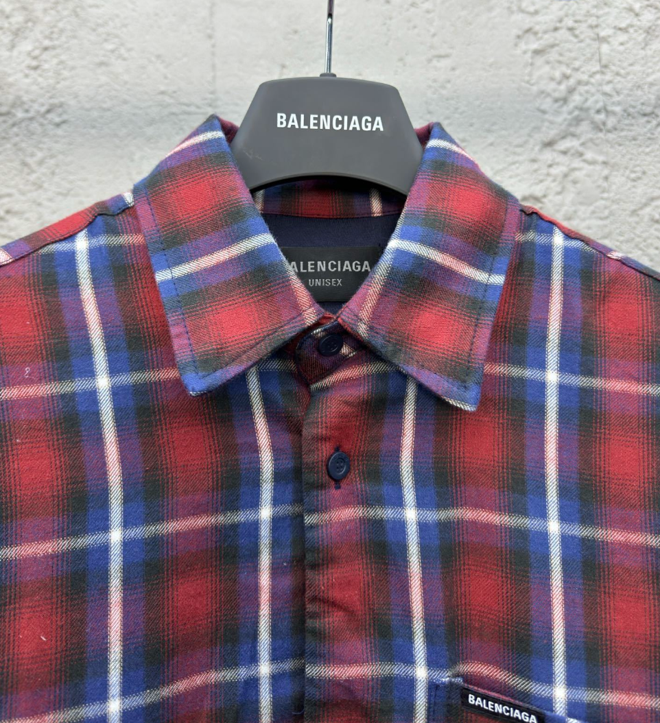 Balenciaga Lined Shirt Red And Blue