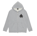 Chrome Hearts Paper Jam Triple Leather Cross Zip Up Hoodie 'Grey Heather'