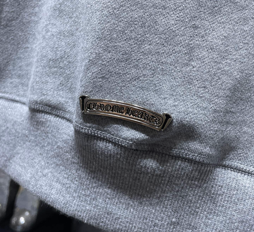 Chrome Hearts Paper Jam Triple Leather Cross Zip Up Hoodie 'Grey Heather'