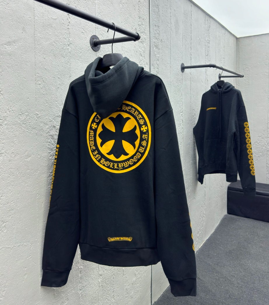 Chrome Hearts Plus Logo Hoodie 'Black/Yellow'