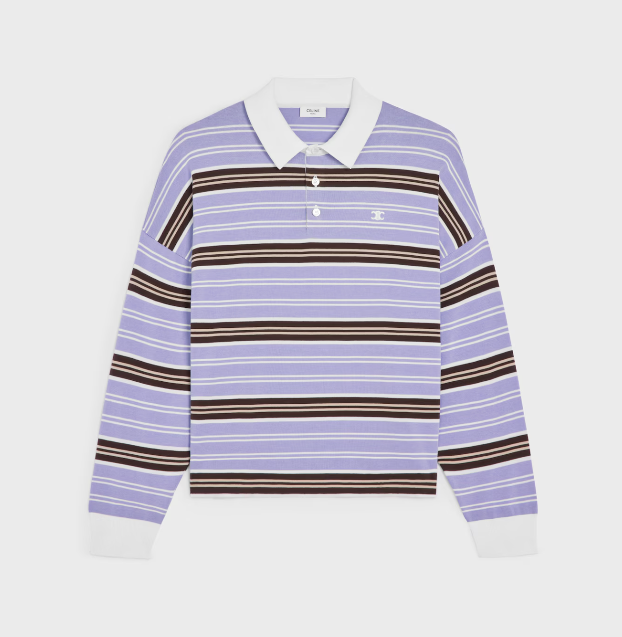 Celine polo sweater in striped cotton