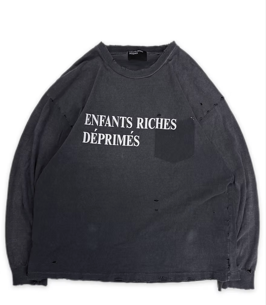 Enfants Riches Deprimes Reconstructed Faded Logo Long Sleeve