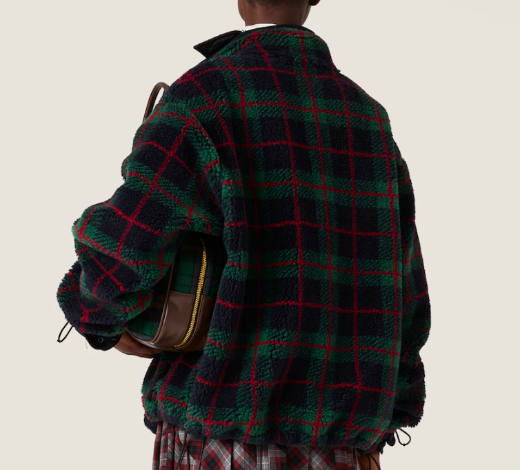 Miu Miu Checked teddy zipper jacket