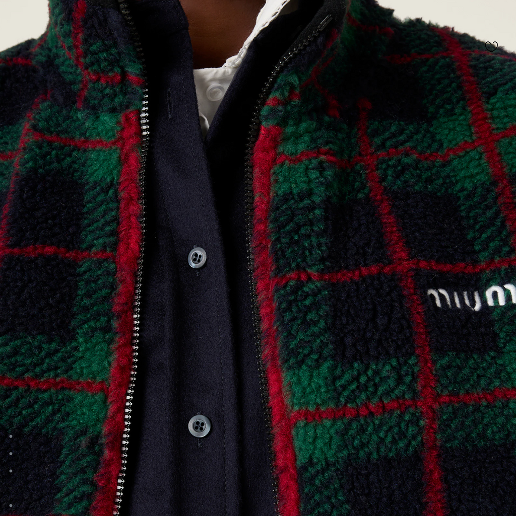 Miu Miu Checked teddy zipper jacket