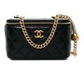 Chanel Lambskin Quilted Sweetheart Vanity Case Black