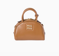 Miu Miu Leather Top-Handle Bag 18CM In Leather With Gold-Tone Hardware Caramel