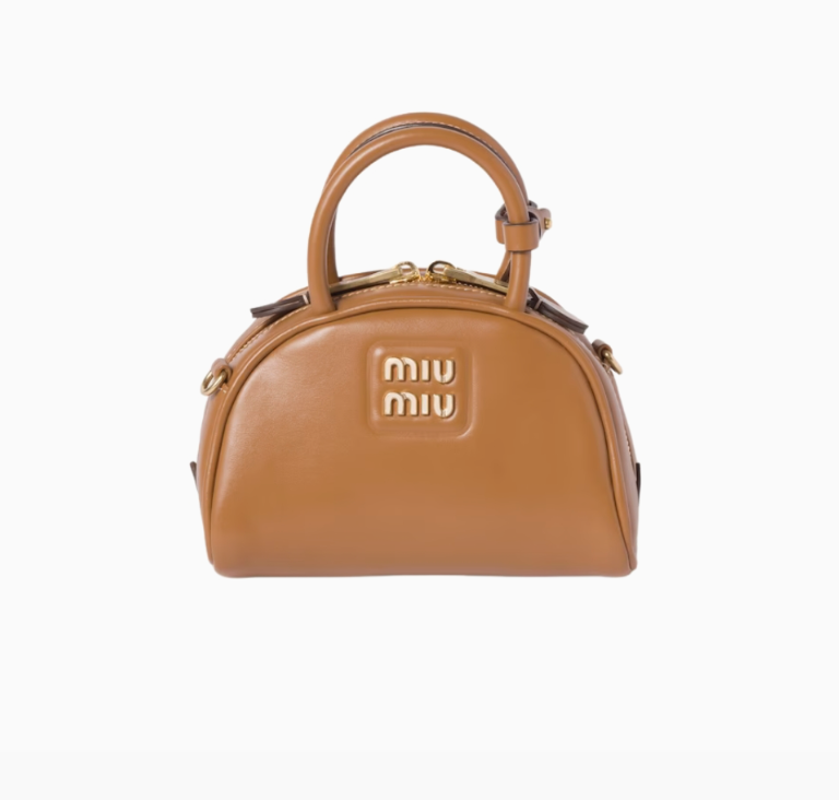 Miu Miu Leather Top-Handle Bag 18CM In Leather With Gold-Tone Hardware Caramel