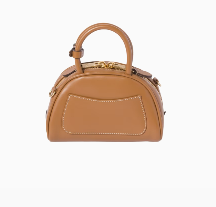 Miu Miu Leather Top-Handle Bag 18CM In Leather With Gold-Tone Hardware Caramel