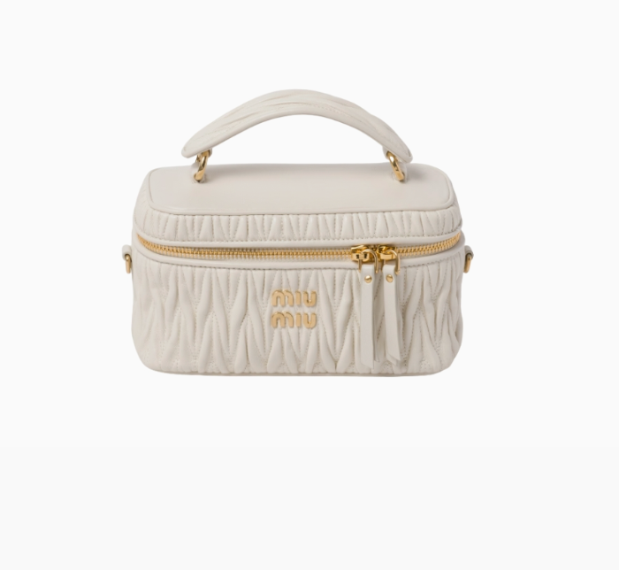 Miu Miu Matelassé Nappa Leather Shoulder Bag With Gold-Tone Hardware White