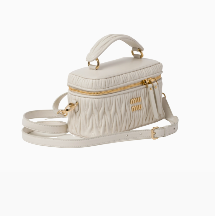Miu Miu Matelassé Nappa Leather Shoulder Bag With Gold-Tone Hardware White