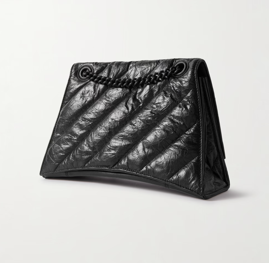 BALENCIAGA Crush medium quilted crinkled-leather shoulder bag