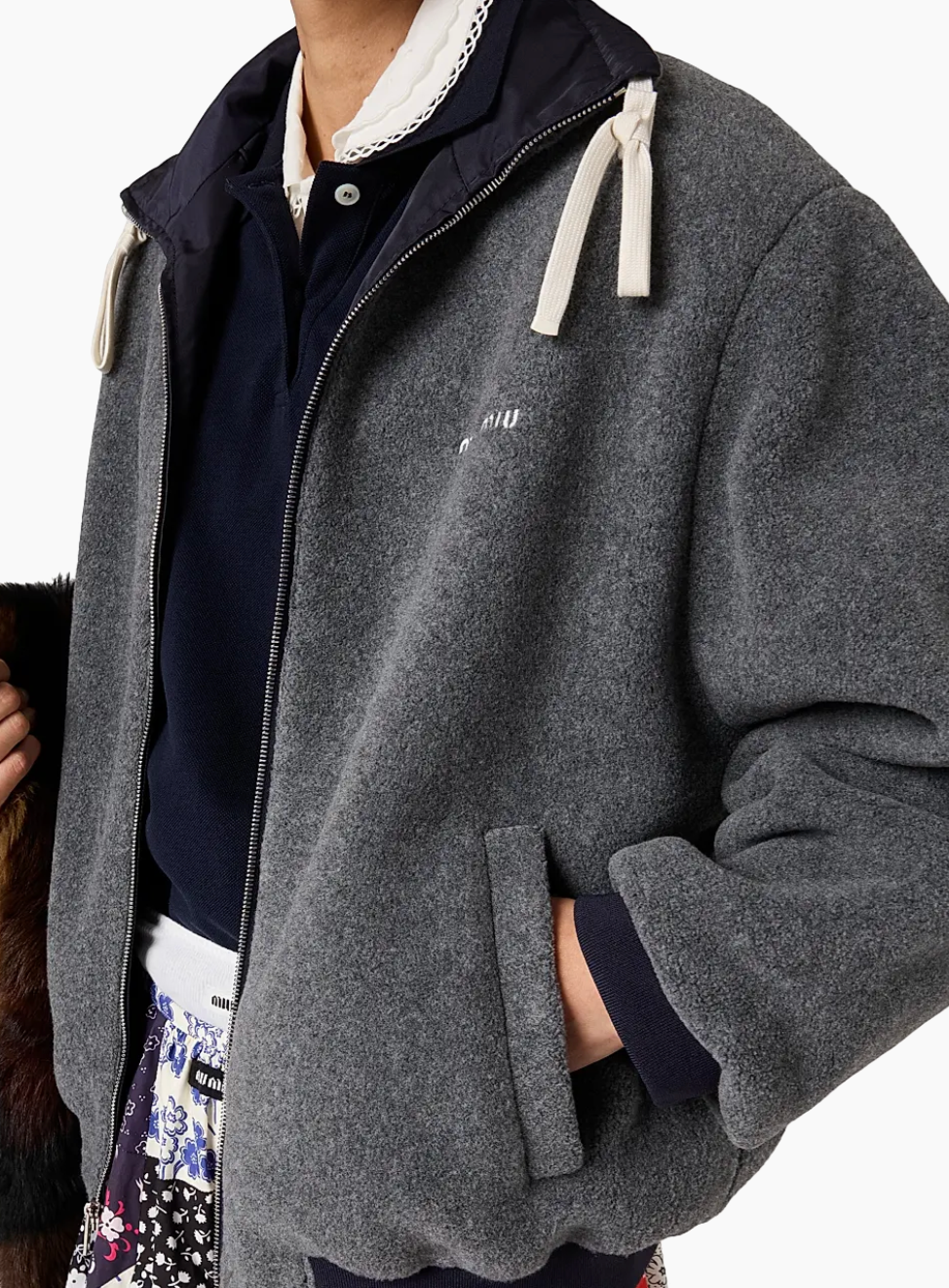 Miu Miu Technical Gazar and Fleece Bomber Jacket