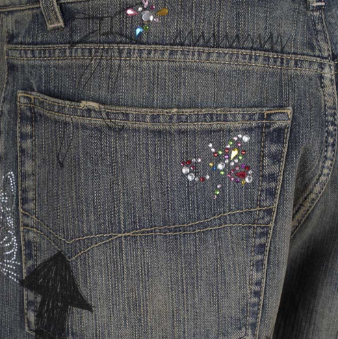 Balenciaga FW22 Rhinestone Scribble Baggy Denim