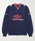 Men's 3b Football Long Sleeve V-neck T-shirt in Dark Navy/red
