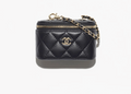 Classic Mini Bag Charm Lambskin & Gold-Tone Metal Black